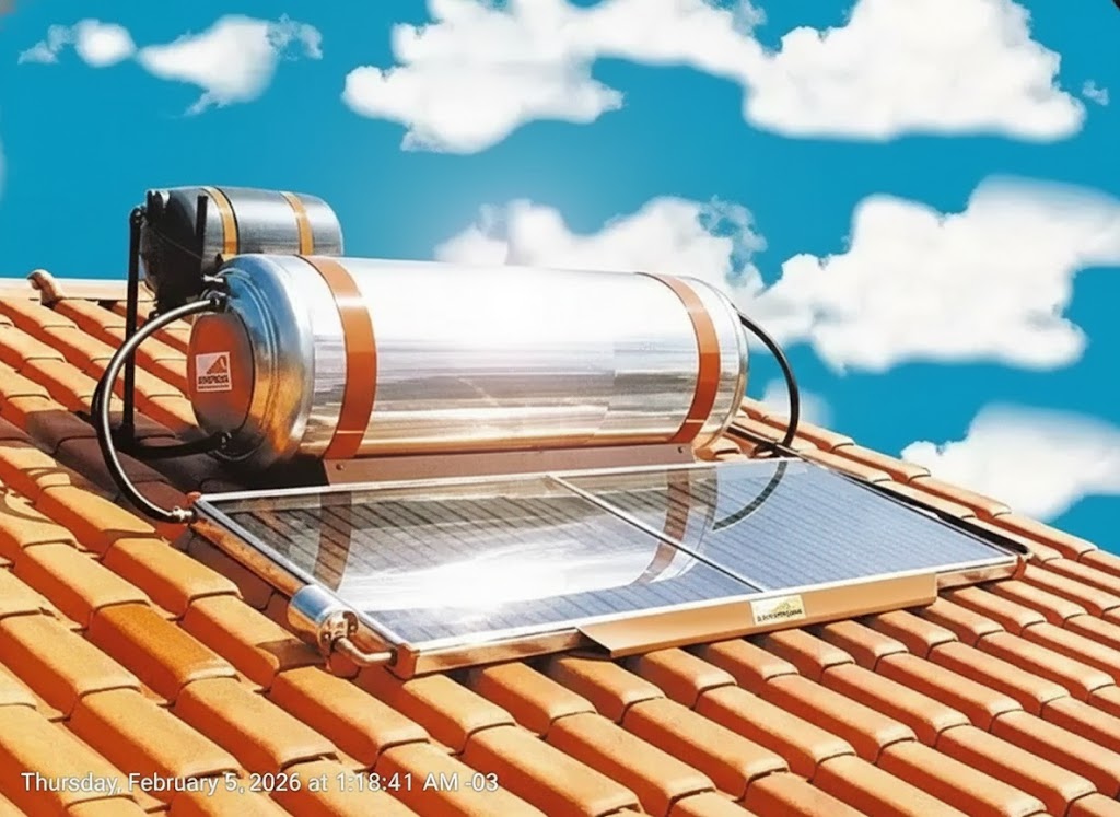 Boiler solar Astrosol instalado em uma residência